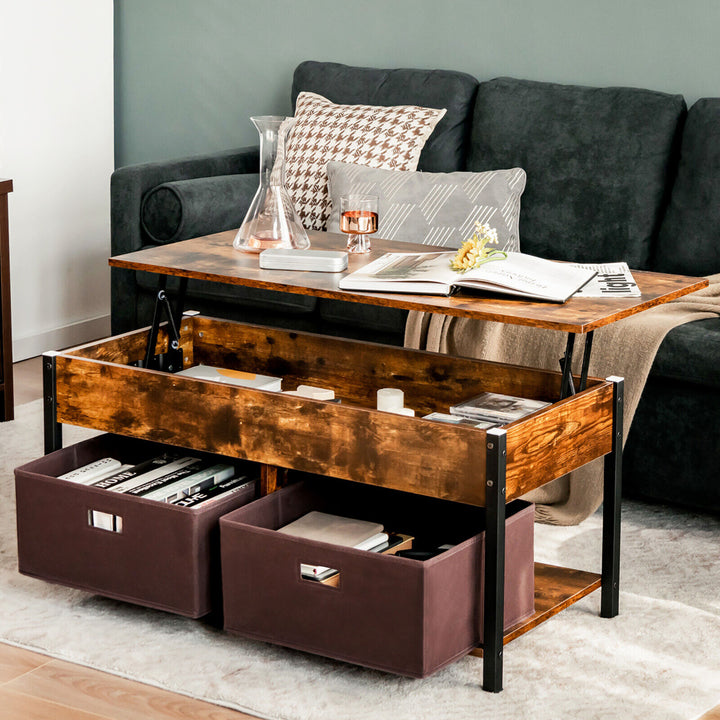 Lift Top Coffee Table Multifunctional Pop-up Central Table with Lifting Tabletop Image 6