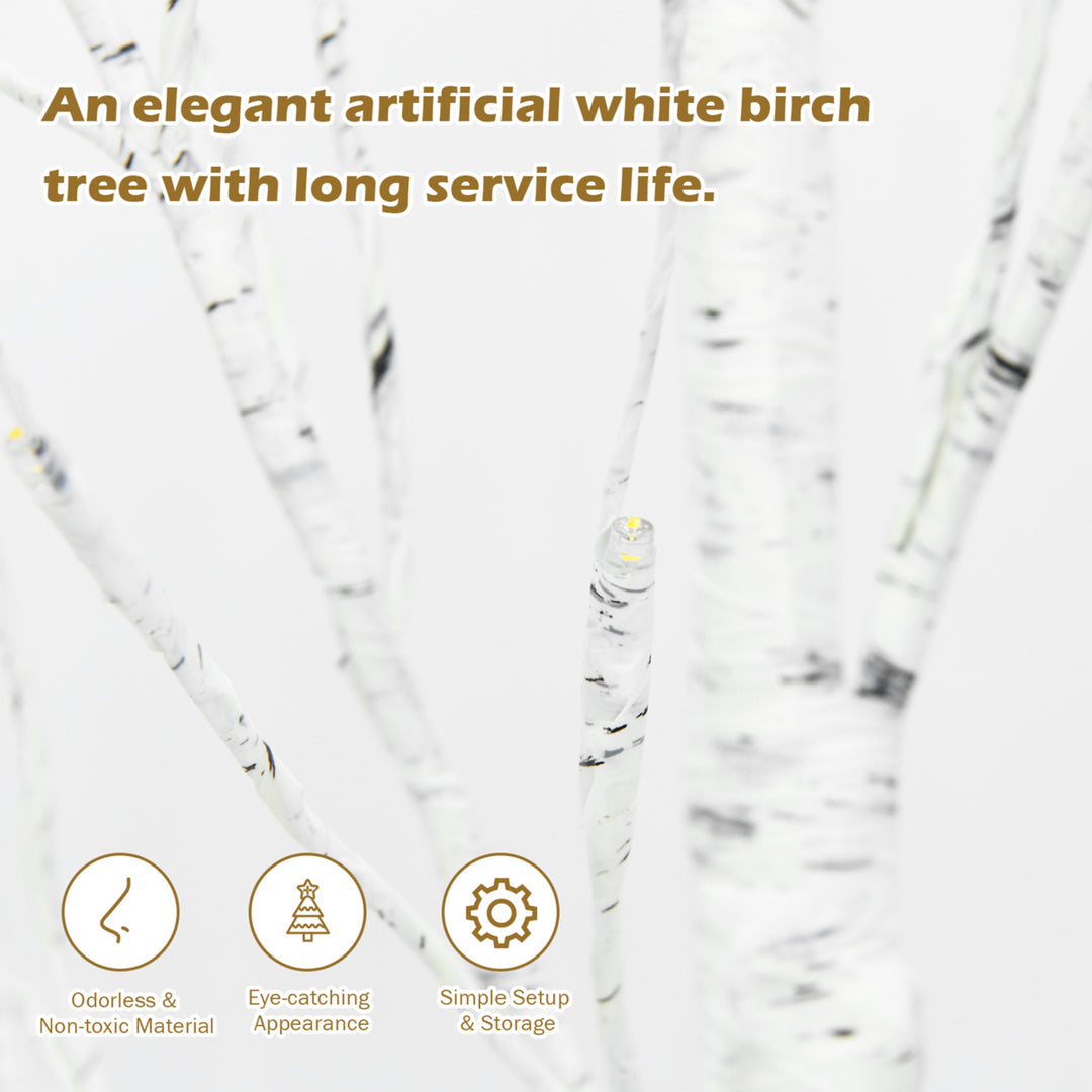 4/5/6 FT Pre-lit White Birch Tree Artificial Twig Birch Tree Image 4