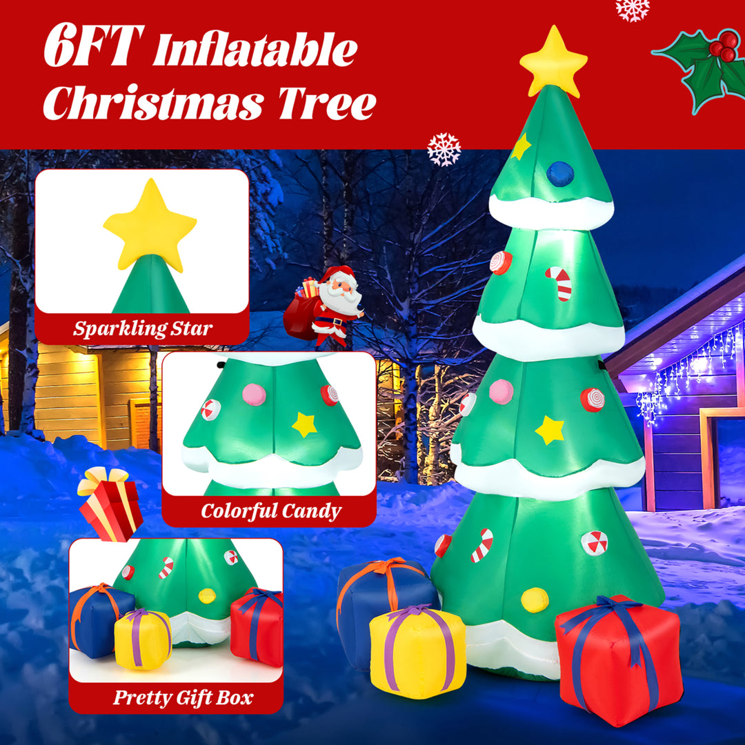 6FT Tall Inflatable Blow up Christmas Tree Holiday Decor Tree w/ LED Lights Image 5