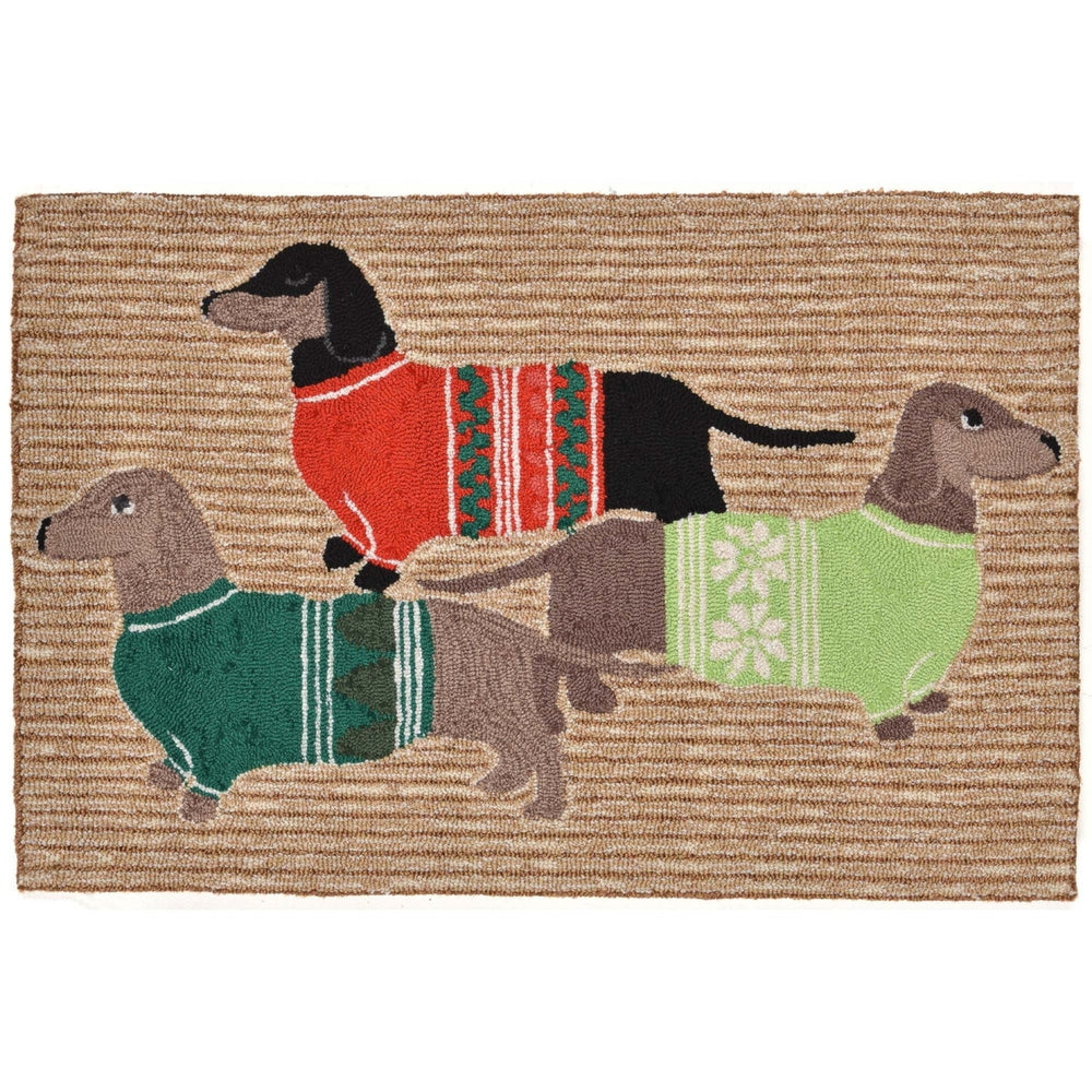 Liora Manne Frontporch Holiday Hounds Indoor Outdoor Area Rug Neutral Image 2