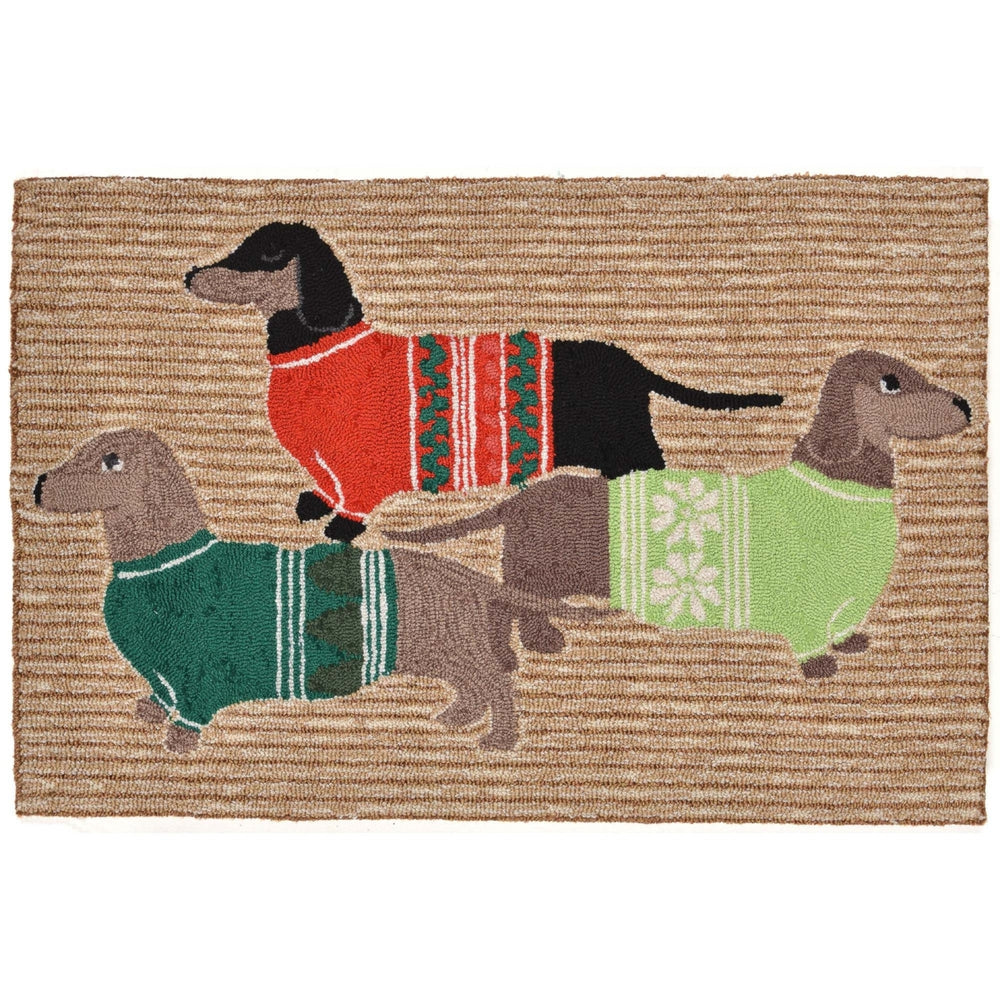 Liora Manne Frontporch Holiday Hounds Area Rug Indoor Outdoor Neutral 5x8 Image 2