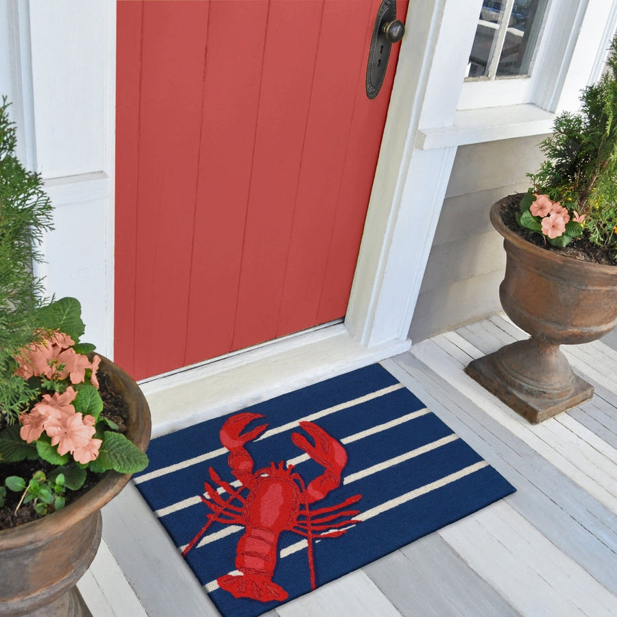 Liora Manne Frontporch Lobster Indoor Outdoor Rug Navy 80% Polyester Durable Image 1