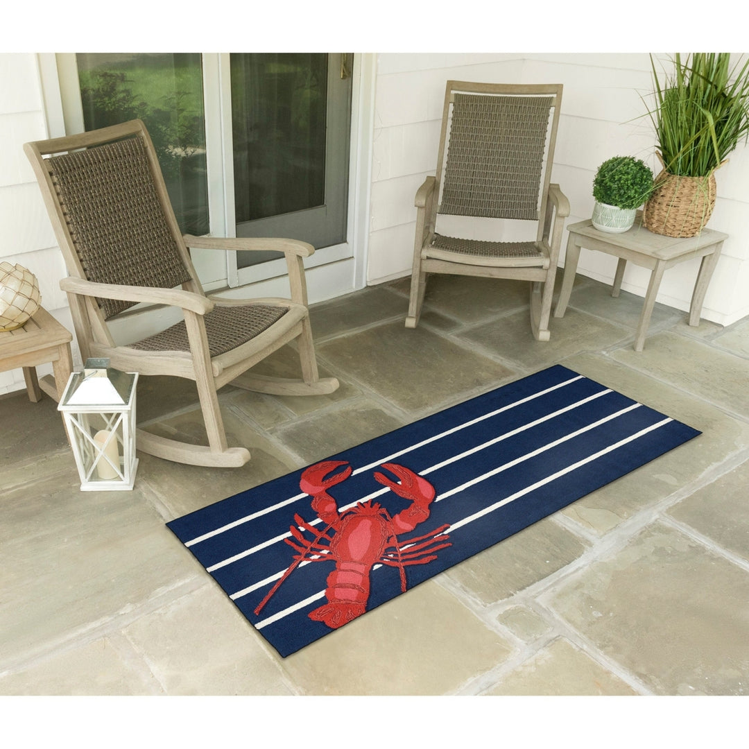 Liora Manne Frontporch Lobster Indoor Outdoor Rug Navy 80% Polyester Durable Image 3