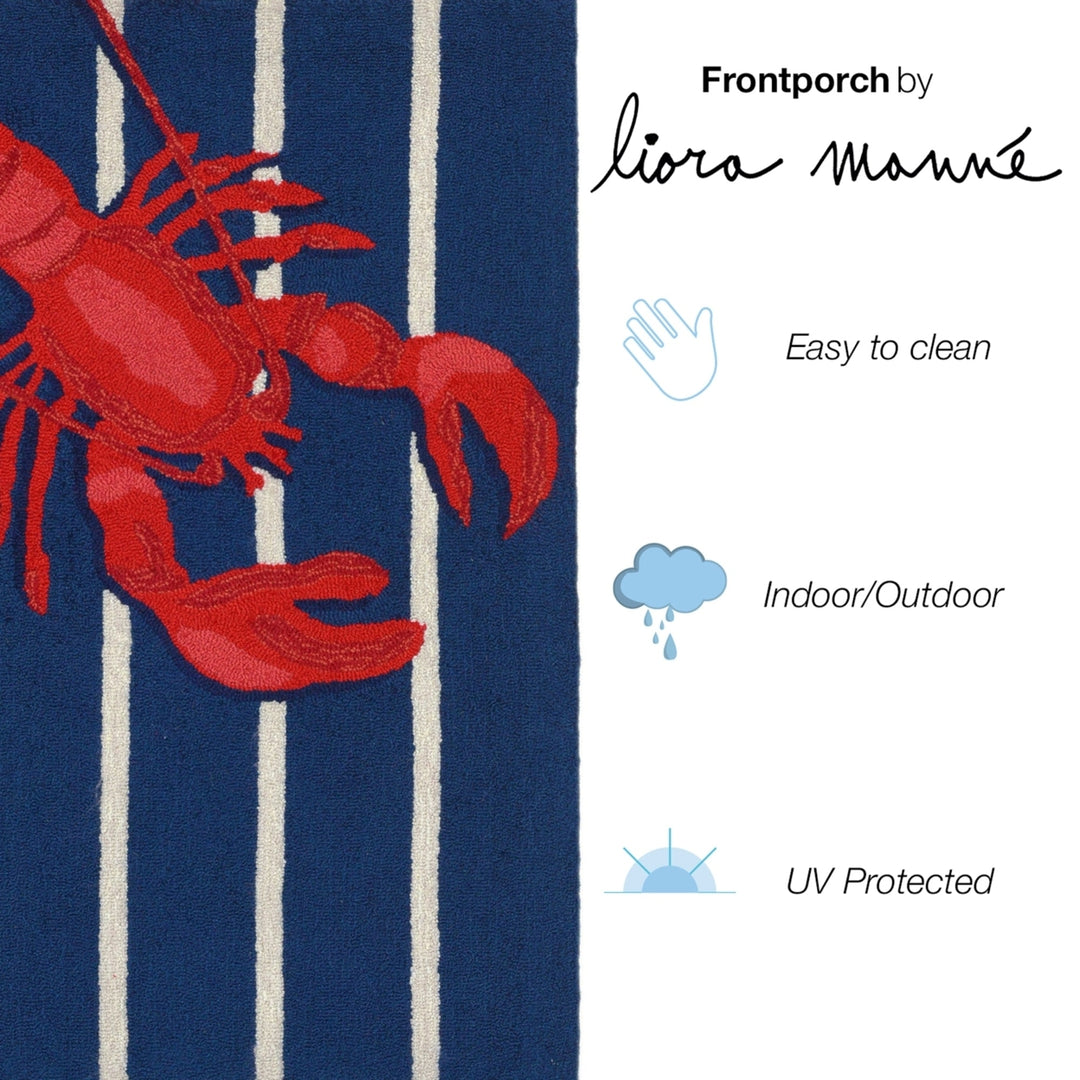 Liora Manne Frontporch Lobster Indoor Outdoor Rug Navy 80% Polyester Durable Image 5