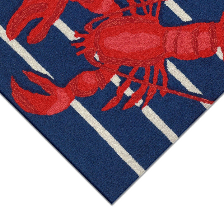 Liora Manne Frontporch Lobster Indoor Outdoor Rug Navy 80% Polyester Durable Image 6