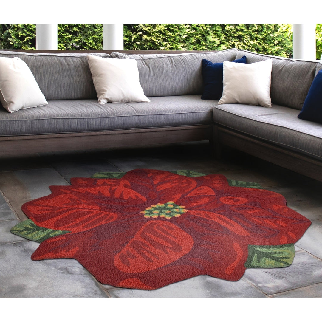 Liora Manne Frontporch Poinsettia Indoor Outdoor Area Rug Red Image 3