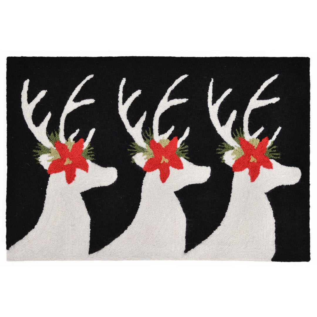 Liora Manne Reindeer Area Rug Black Indoor Outdoor Hand Tufted Weather Resistant Image 2