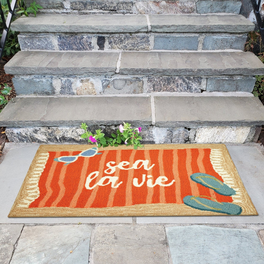 Liora Manne Frontporch Sea La Vie Indoor Outdoor Area Rug Natural Image 1