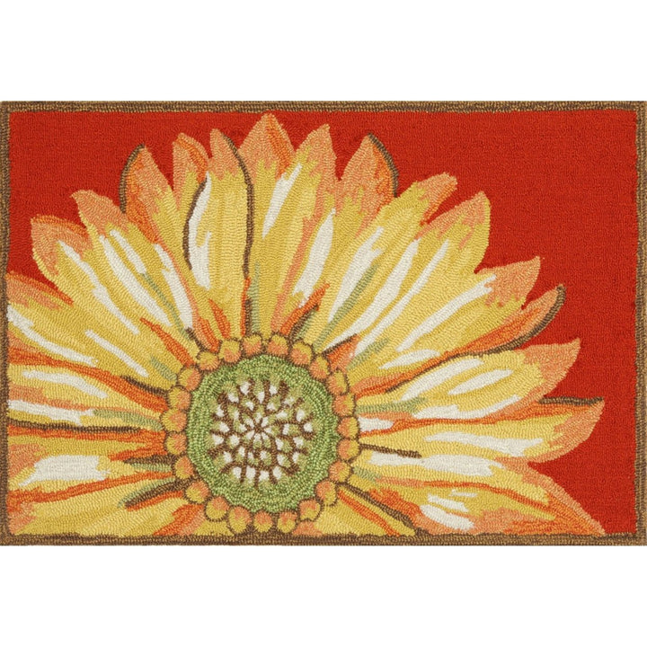 Liora Manne Sunflower Indoor Outdoor Area Rug Red Weather Resistant 5x7 ft Image 2