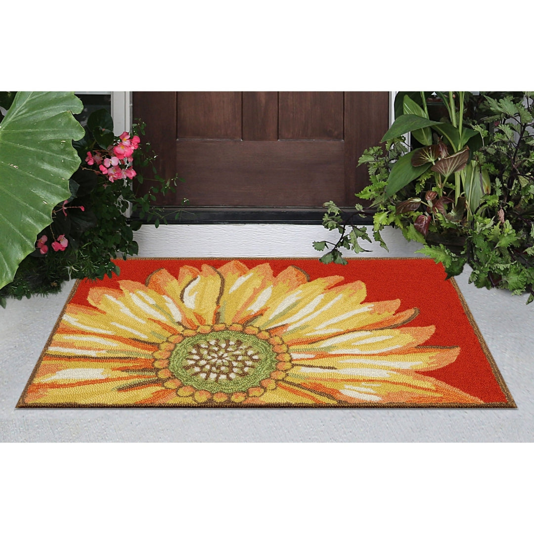 Liora Manne Sunflower Indoor Outdoor Area Rug Red Weather Resistant 5x7 ft Image 3