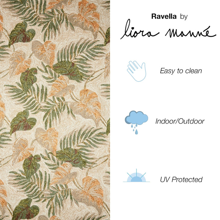 Liora Manne Ravella Tropical Leaf Indoor Outdoor Area Rug Neutral Image 7