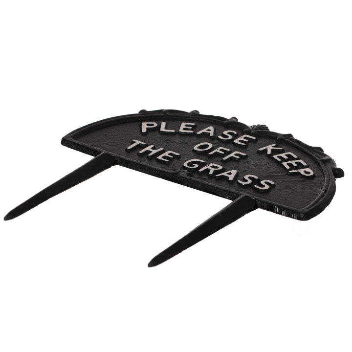 Cast Iron Please Keep Off The Grass Sign Black 10.25 Inch Waterproof Stake Image 5