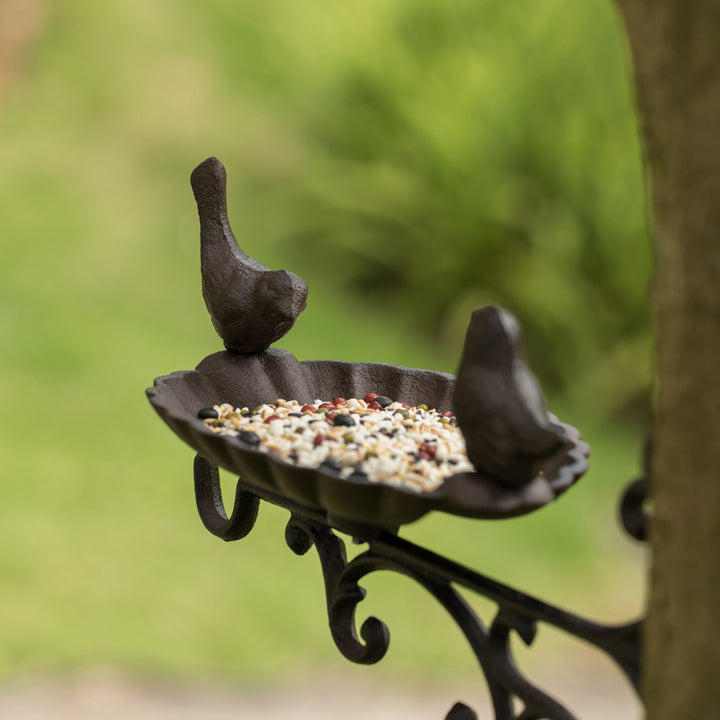 Bronze Wall Mounted Iron Bird Bath Feeder Garden Decor 11x11x8.5 Inches Image 10