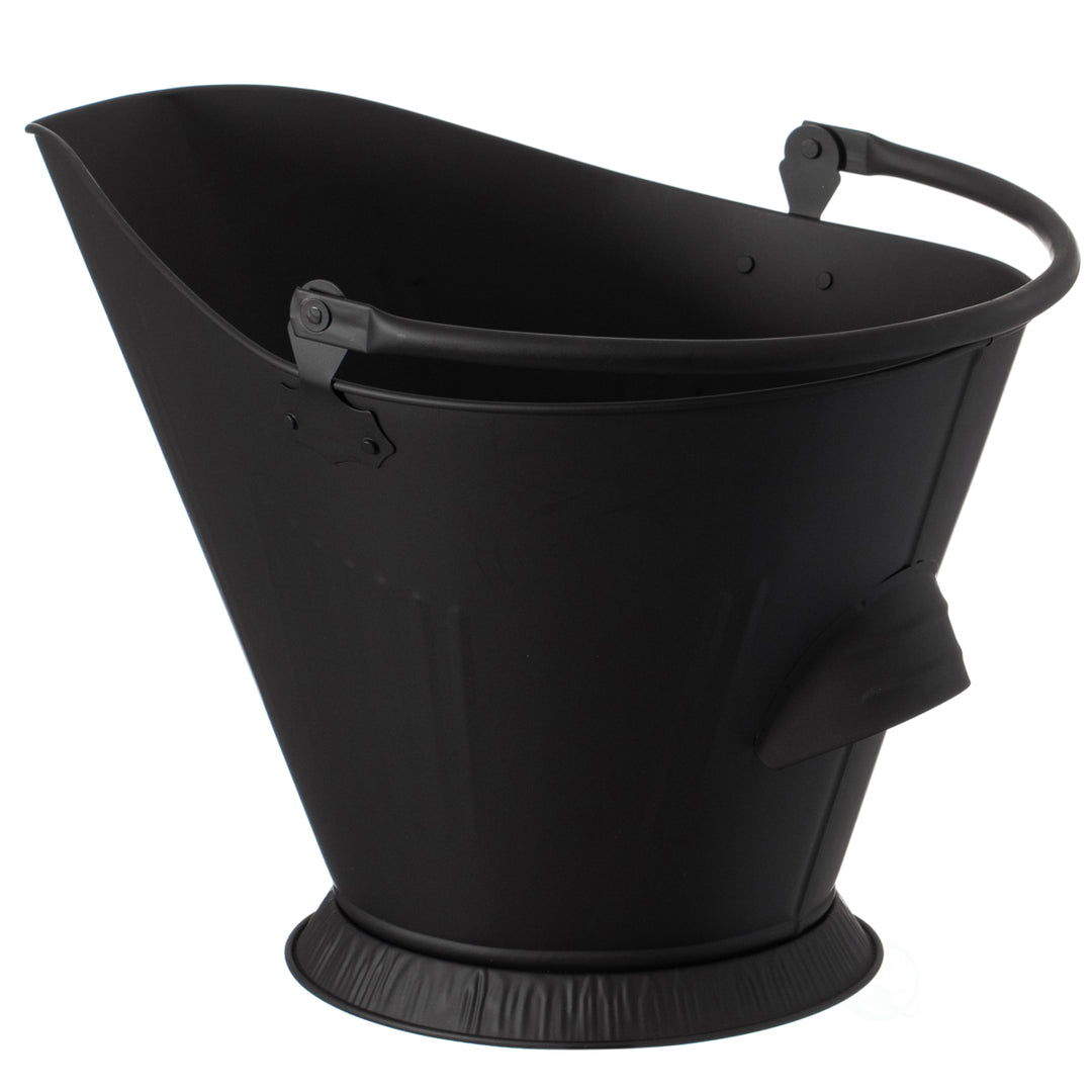 Black Iron Ash Bucket 12.75 In Indoor Outdoor Fire Pit Wood Burning Stove Use Image 1