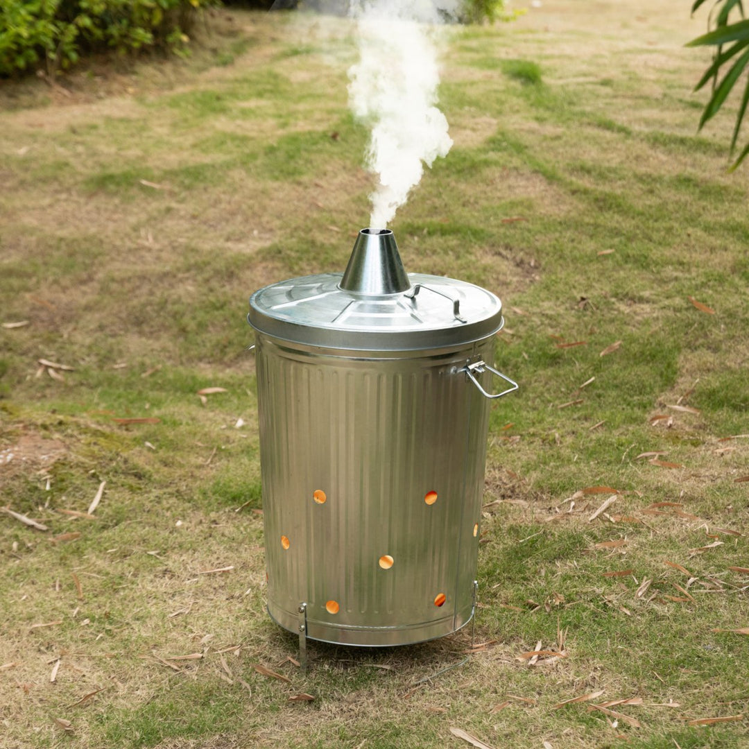 Silver Galvanized Metal Garden Incinerator Can 17.5"x31" Weather Resistant Outdoor Image 5