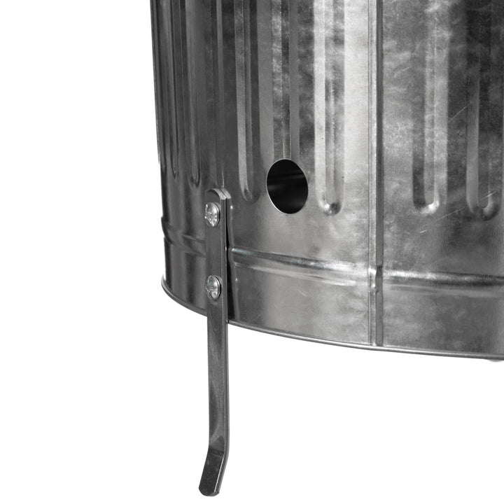 Silver Galvanized Metal Garden Incinerator Can 17.5"x31" Weather Resistant Outdoor Image 8