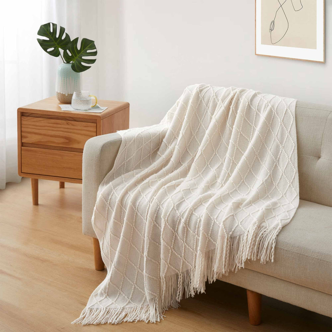 Ultra Soft Diamond Knit Throw Blanket 50"x60"-Perfect for Year-round Comfort Image 4