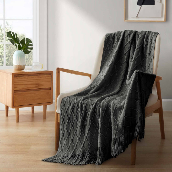 Ultra Soft Diamond Knit Throw Blanket 50"x60"-Perfect for Year-round Comfort Image 1