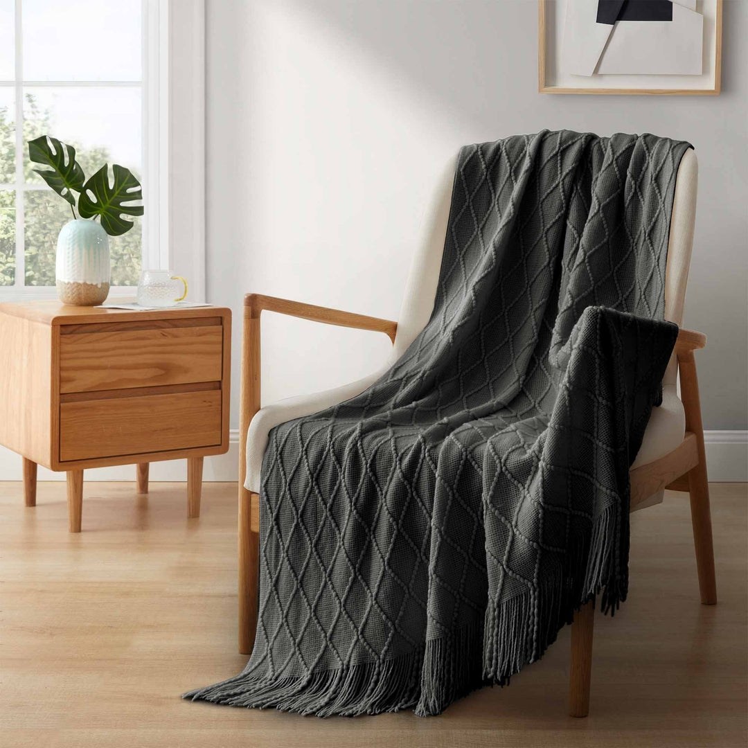 Peace Nest Ultra Soft Diamond Knit Throw Blanket 50"x60"-Cozy Family Deal-Buy 2 blankets and get 1 FREE of same color Image 1