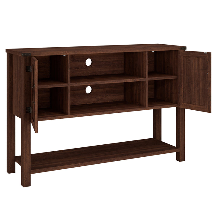 Buffet Sideboard Storage Cupboard Console Table w/ Open Shelf and Side Cabinets Brown Image 10