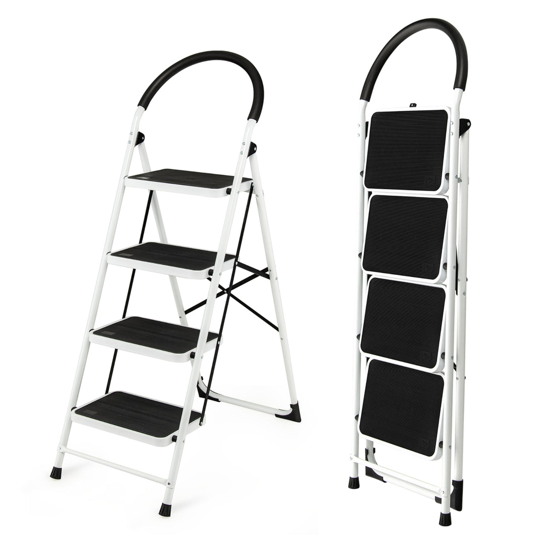 4 Step Ladder Folding Stool Heavy Duty 330Lbs Capacity Industrial Lightweight Image 1