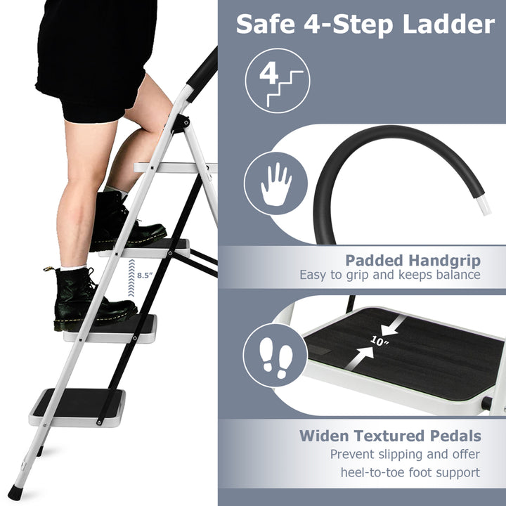 4 Step Ladder Folding Stool Heavy Duty 330Lbs Capacity Industrial Lightweight Image 6