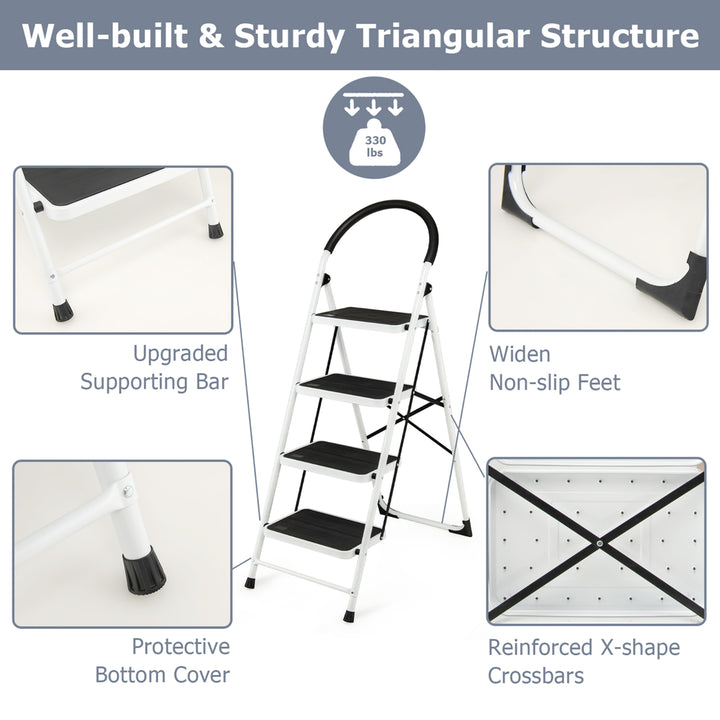 4 Step Ladder Folding Stool Heavy Duty 330Lbs Capacity Industrial Lightweight Image 10