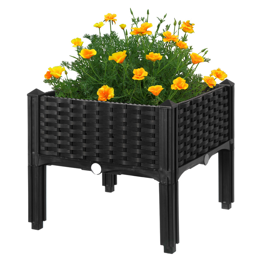 Rattan Raised Garden Bed Flower Planter Image 1