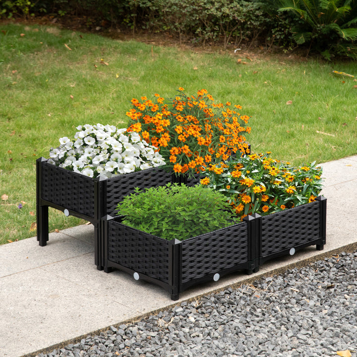 Rattan Raised Garden Bed Flower Planter Image 3