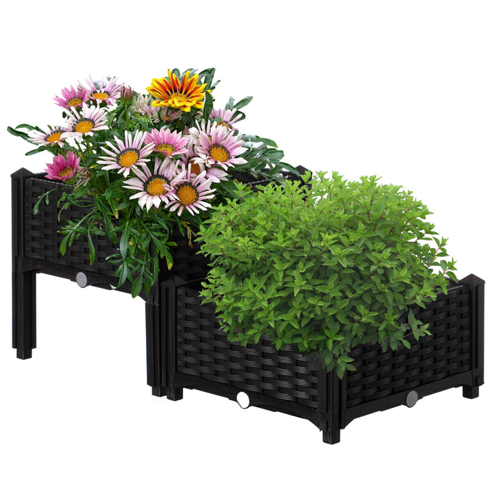 Rattan Raised Garden Bed Flower Planter Image 4