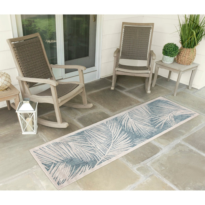 Liora Manne Carmel Fronds Indoor Outdoor Area Rug Aqua Image 5