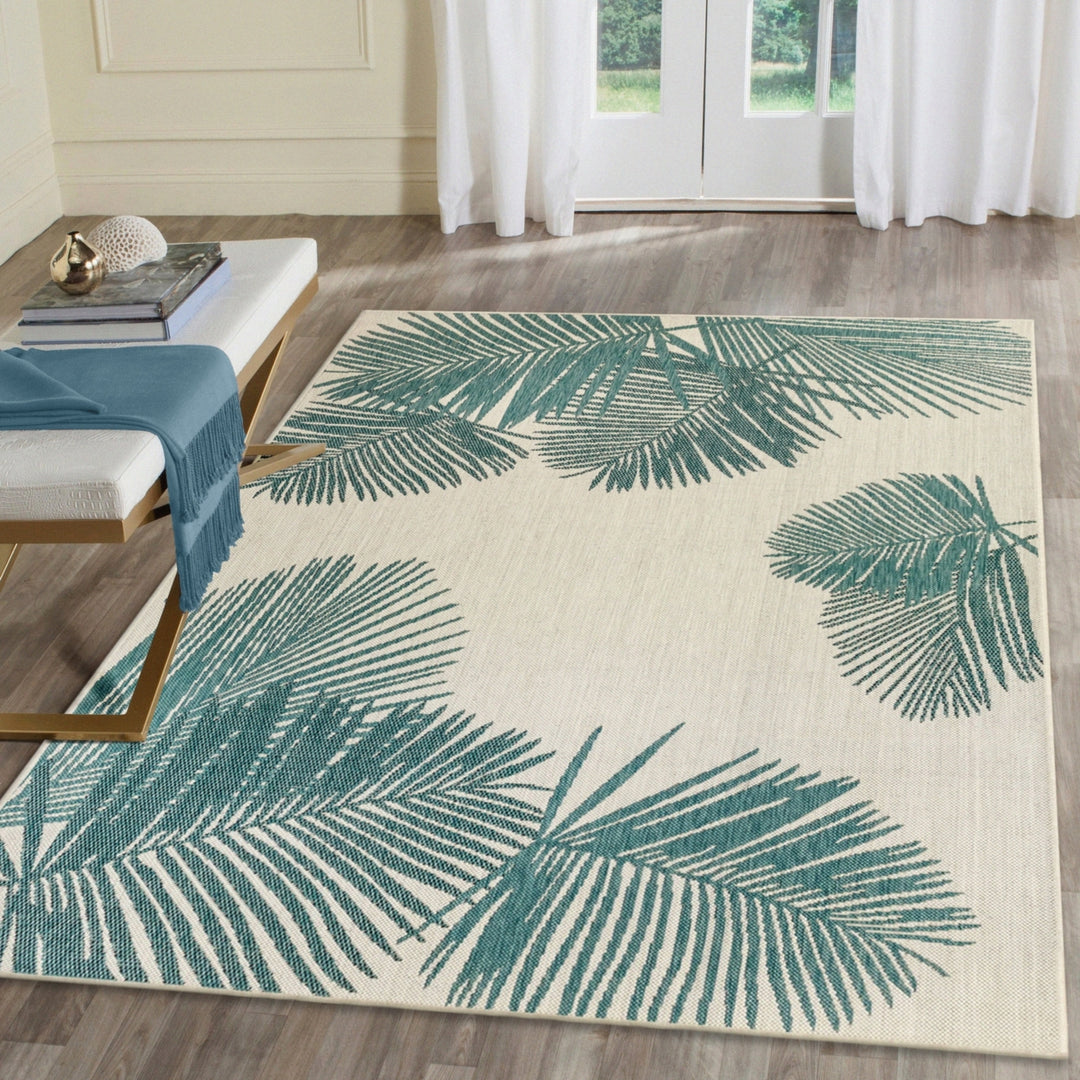 Liora Manne Carmel Palm Indoor Outdoor Area Rug Aqua Image 1
