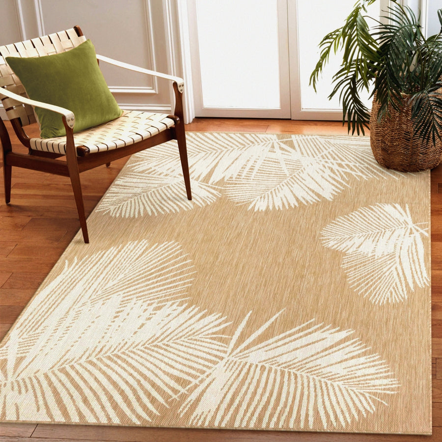 Liora Manne Carmel Palm Indoor Outdoor Area Rug Sand Image 1