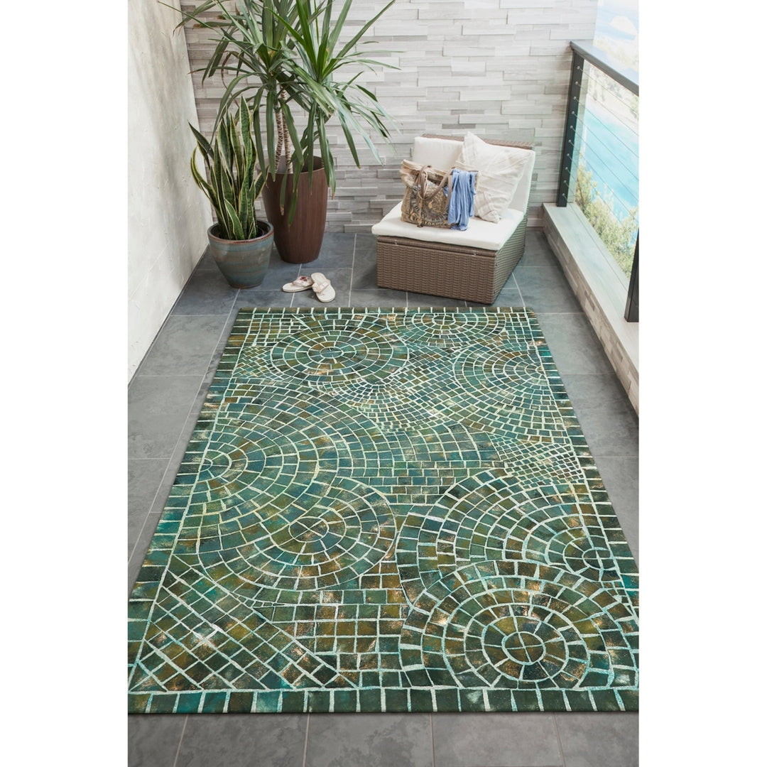 Liora Manne Visions V Arch Tile Indoor Outdoor Area Rug Lapis 100% Polyester Image 1