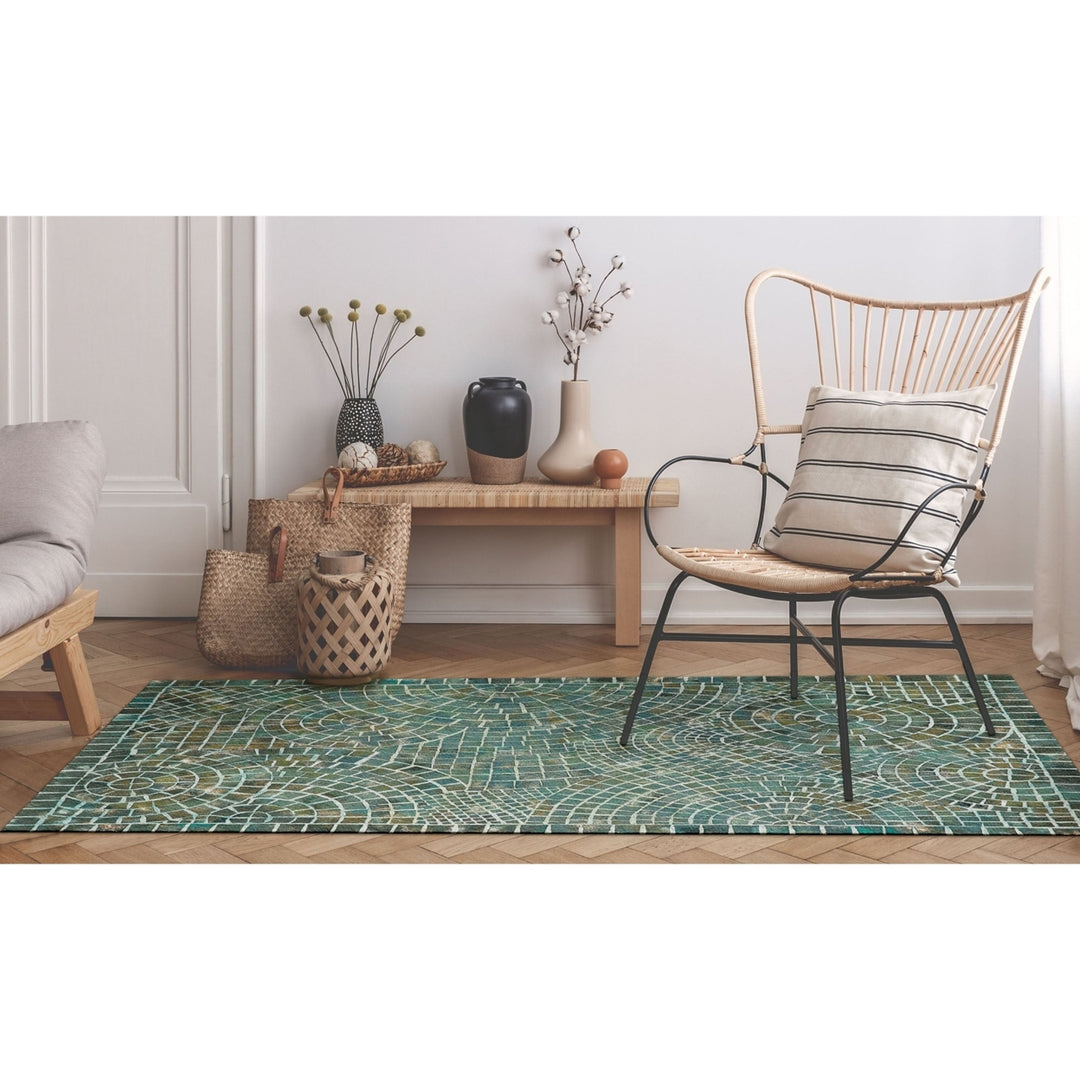 Liora Manne Visions V Arch Tile Indoor Outdoor Area Rug Lapis 100% Polyester Image 3