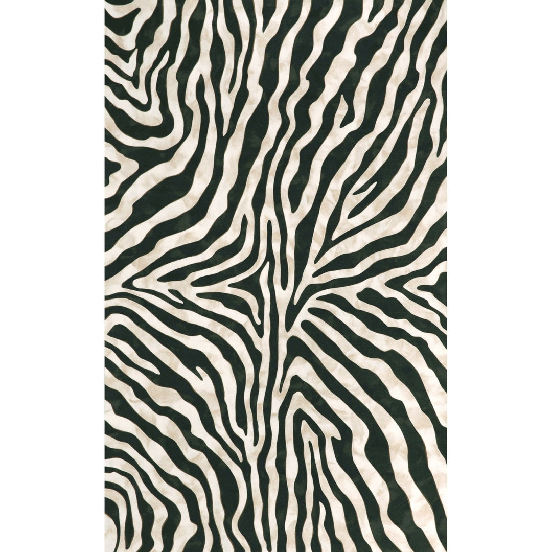 Liora Manne Zebra Area Rug Black Indoor Outdoor 100% Polyester Handmade 5x7 Image 2