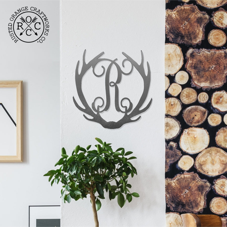 Antler Single Letter Monogram - Personalized Deer Antler Image 1