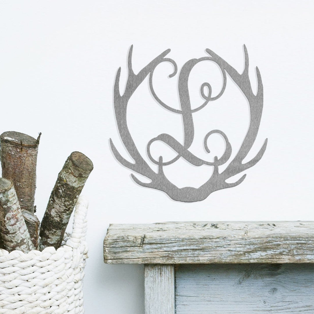 Antler Single Letter Monogram - Personalized Deer Antler Image 1