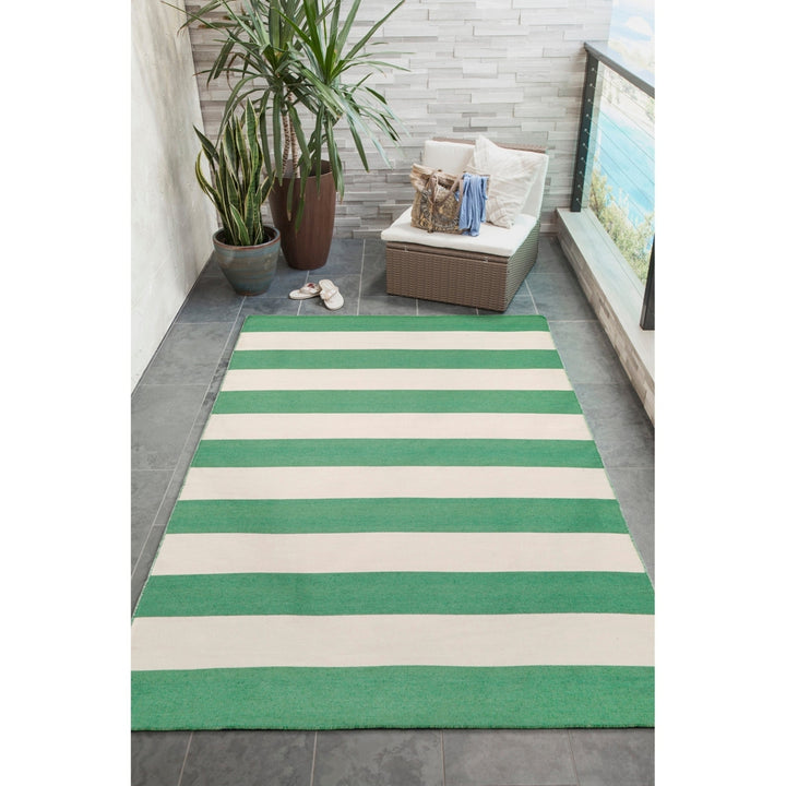 Liora Manne Sorrento Rugby Stripe Indoor Outdoor Area Rug Aqua Image 1