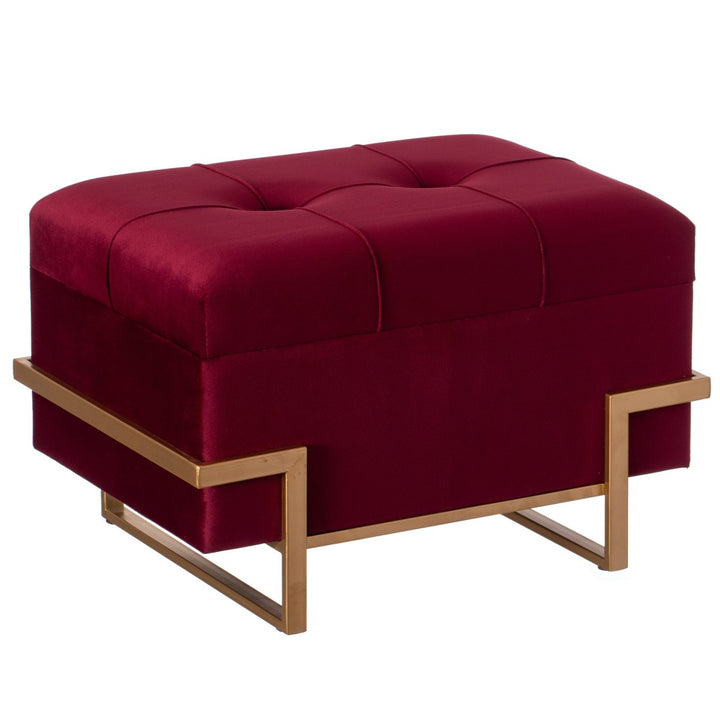 Rectangle Velvet Storage Ottoman Stool Box with Abstract Golden Legs Decorative Sitting Bench for Living Room  with Image 11