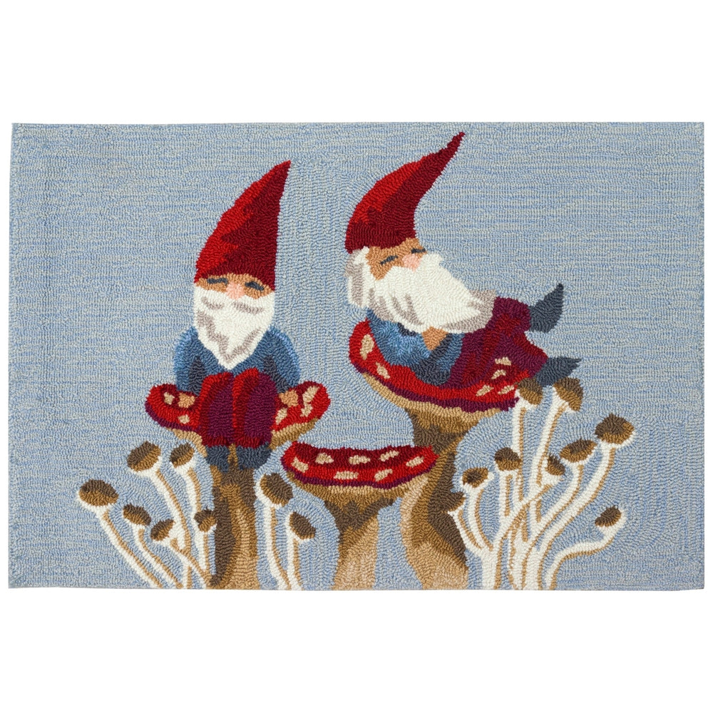 Liora Manne Welcome Gnome Indoor Outdoor Rug Blue Hand Tufted 80% Polyester Image 2