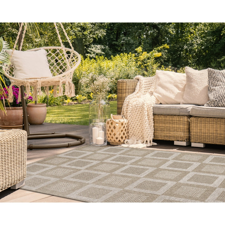 Liora Manne Orly Squares Indoor Outdoor Area Rug Natural Image 4