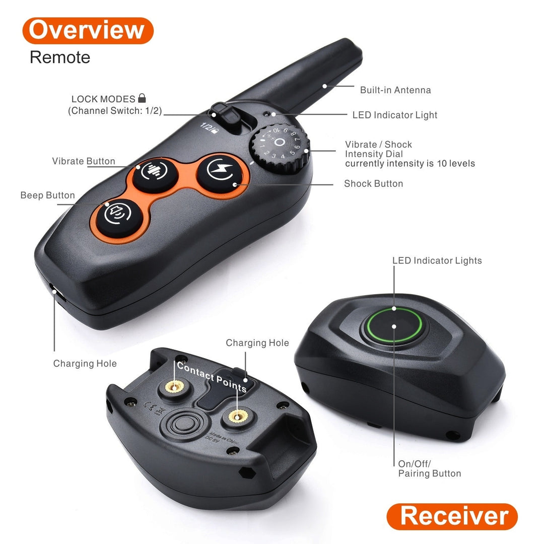 GPCT3613 Dog Training Collar with Remote Rechargeable Shock IPX7 Waterproof 10 Levels Image 8