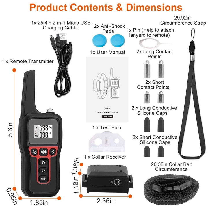 GPCT3617 Dog Training Collar 3280FT Waterproof Electric Shock Vibration Beep Image 10