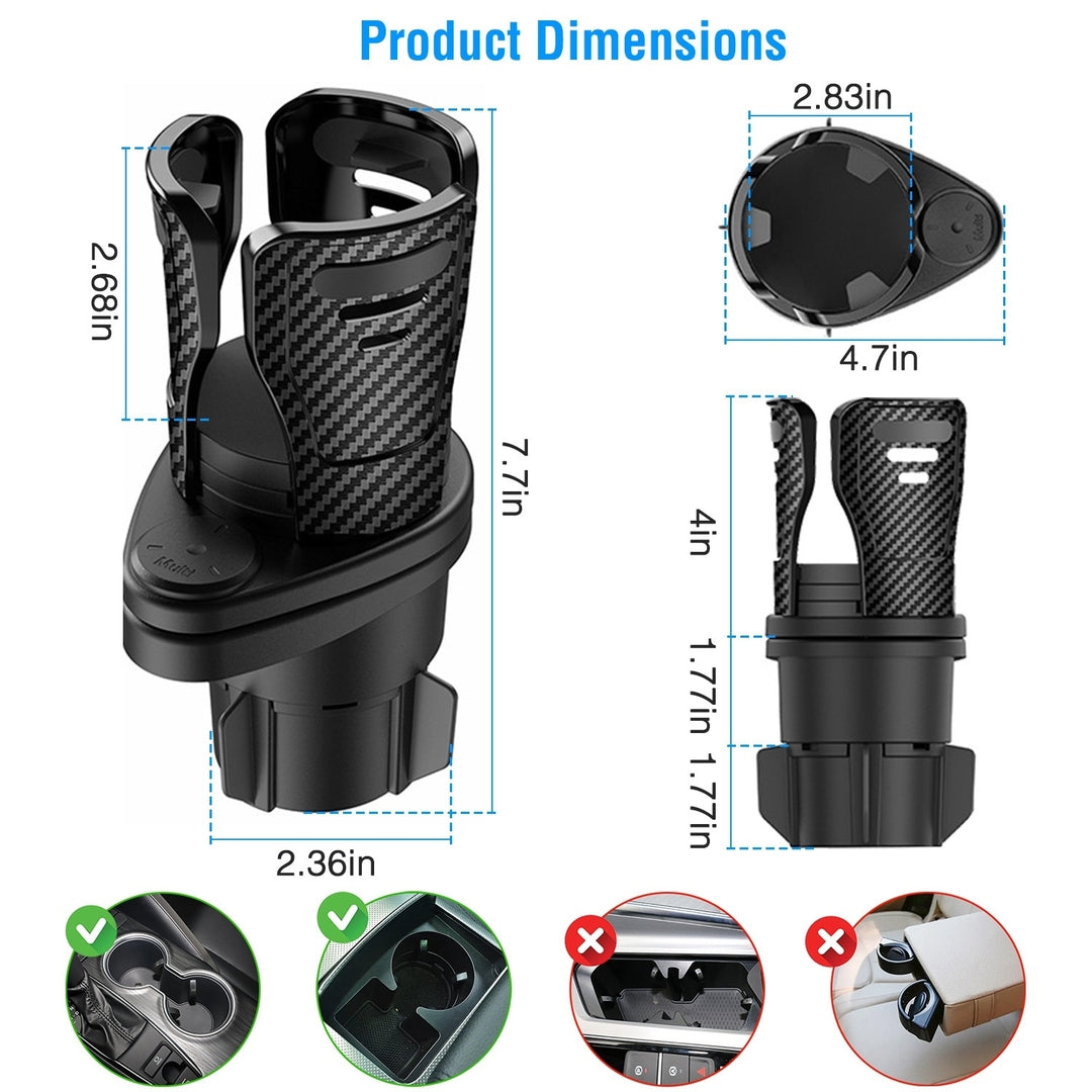 Universal Car Cup Holder Adapter Expander Adjustable Base Black ABS Multifunctional Image 5