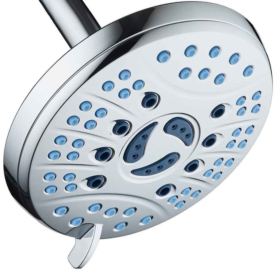 AquaCare High Pressure 6-setting 6 inch Rainfall Shower Head with GermShield Antimicrobial Anti-clog Nozzles, Chrome Image 1