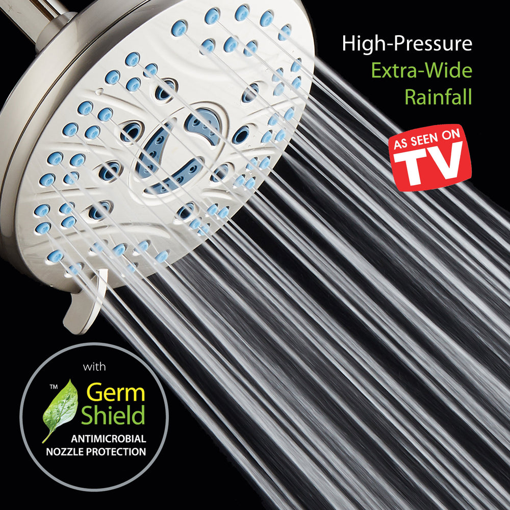 AquaCare AS-SEEN-ON-TV High Pressure 6-setting 6 inch Rainfall Shower Head with GermShield Antimicrobial Anti-clog Image 2