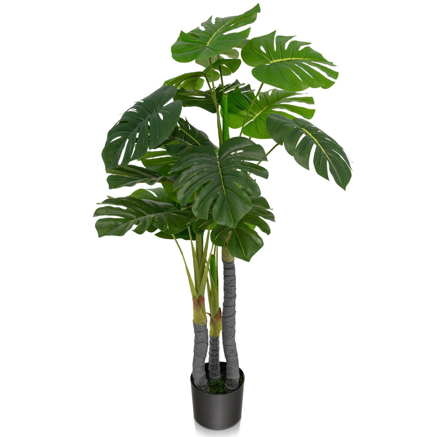 4FT Artificial Tree Artificial Monstera Palm Tree Fake Plant for Indoor Outdoor Image 1