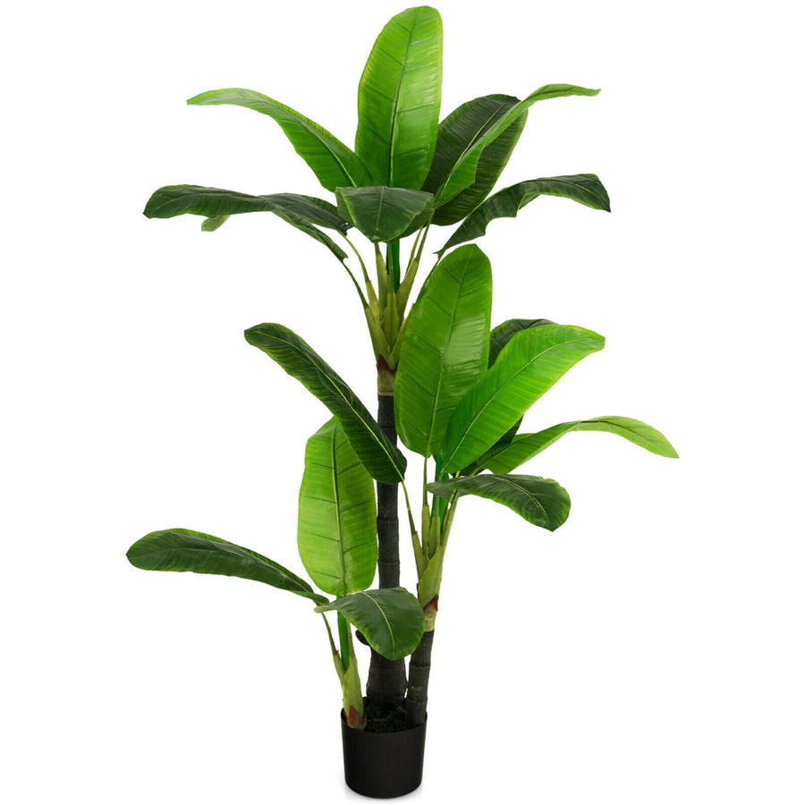 5 FT Artificial Tree Fake Banana Plant Faux Tropical Tree for Indoor and Outdoor Image 1