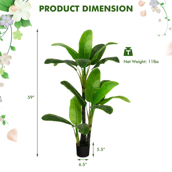 5 FT Artificial Tree Fake Banana Plant Faux Tropical Tree for Indoor and Outdoor Image 2